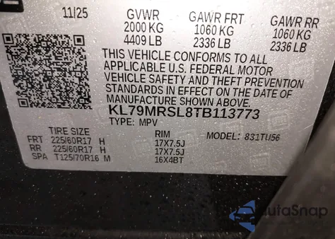 2026 Chevrolet Trailblazer Awd Lt z USA, uszkodzony, nr VIN KL79MRSL8TB113773